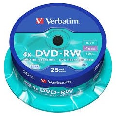 DVD-RW Verbatim 4x (cloche de 25)[43639]