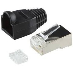 connecteur  RJ45 Cat 6 Blindee avec peigne et manchon noir[PRESN100]