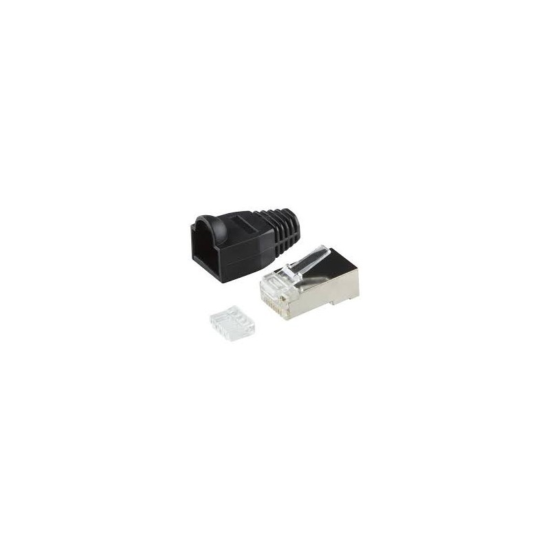 connecteur  RJ45 Cat 6 Blindee avec peigne et manchon noir[PRESN100]