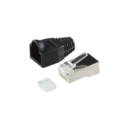connecteur  RJ45 Cat 6 Blindee avec peigne et manchon noir[PRESN100]