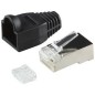 connecteur  RJ45 Cat 6 Blindee avec peigne et manchon noir[PRESN100]