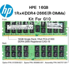 Memoire HPE 16GB 1Rx4 PC4-2666V-R pour serveur HP Gen10[815098-B21]