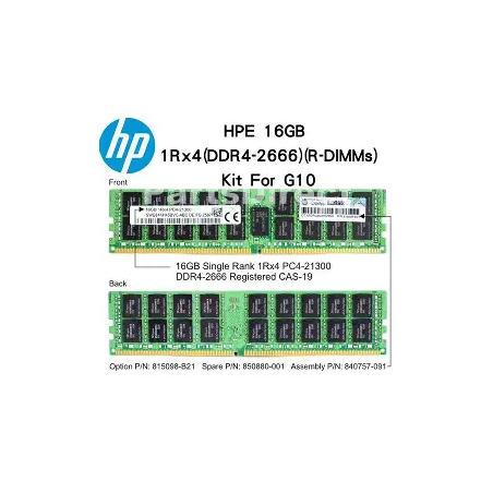 Memoire HPE 16GB 1Rx4 PC4-2666V-R pour serveur HP Gen10[815098-B21]