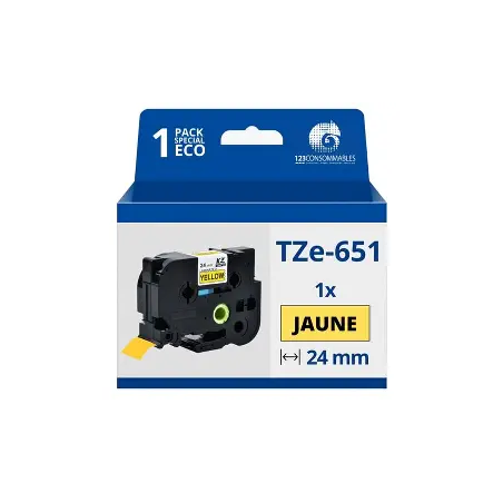 Ruban Brother TZES651  Noir/Jaune 24 mm/ Réf: TZE651[TZE651]