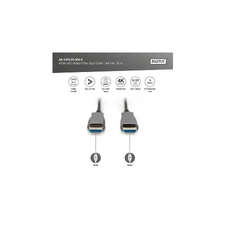 Cable HDMI High Speed amplifié  type A, w/ a M/M, 30.0m,DIGITUS[AK-330105-300-S]