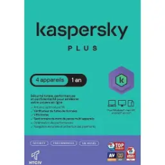 Logiciel Kaspersky Plus 4 postes 2025 WCA[KL10428XDFS-25DVD]