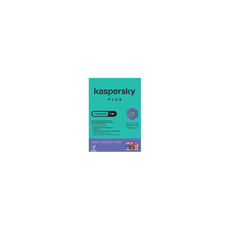 Logiciel Kaspersky Plus 4 postes 2025 WCA[KL10428XDFS-25DVD]
