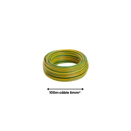 Cable electrique souple H07V-K 10 mm² Vert/Jaune (100 mètres)[FILHO7VK10VJ]